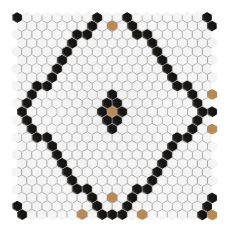 Mozaic Mini Hexagon Rombdance Black matt, 50,2x52,3, DUNIN, 6 mm, mat