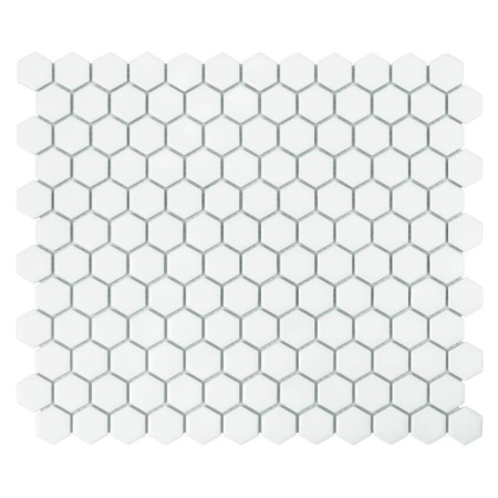 Mozaic Mini Hexagon White matt, 26x30 cm, DUNIN, 6 mm, mat