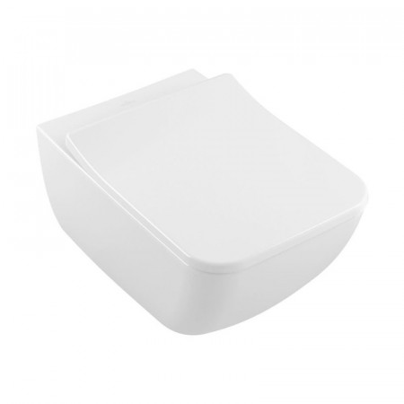 Set vas wc suspendat Villeroy & Boch, Legato, direct flush, cu capac soft close, quick release, alb