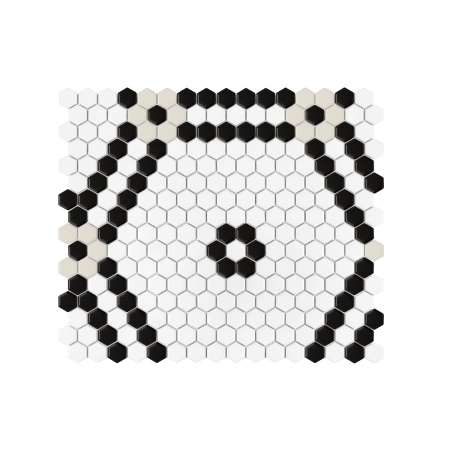 Mozaic Mini Hexagon Doublehex Black matt, 40,1x34,1 cm, DUNIN, 6 mm, mat