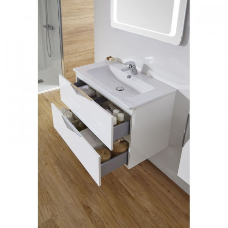 Set dulap suspendat Gala Agata si lavoar Gala Klea MDF alb lucios