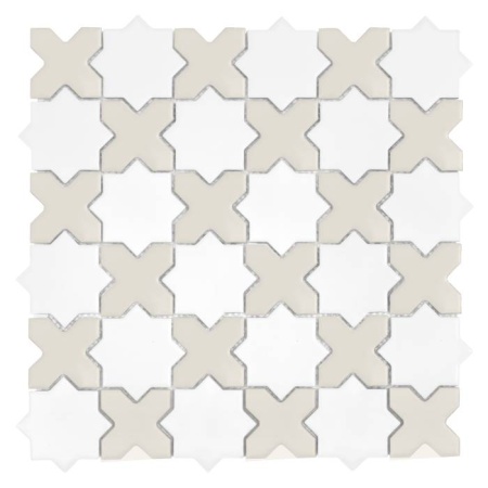 Mozaic Star&Cross White Mix matt, 30,2x30,2 cm, DUNIN, 6 mm, mat