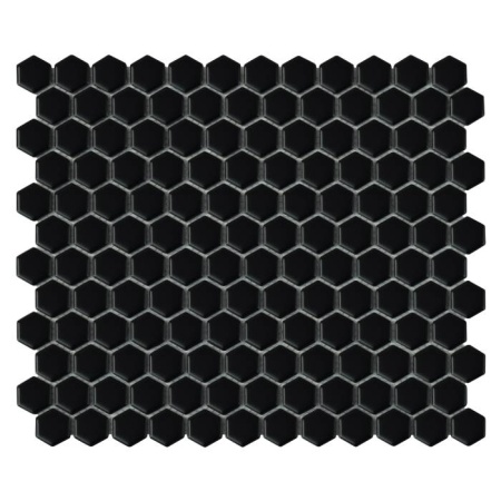 Mozaic Mini Hexagon Black matt, 26x30 cm, DUNIN, 6 mm, mat