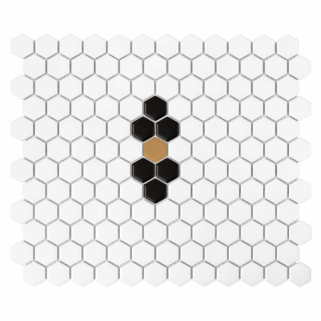 Mozaic Mini Hexagon Beetle Black matt, 26x30 cm, DUNIN, 6 mm, mat