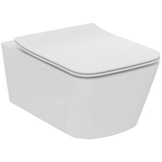 Set vas WC suspendat Ideal Standard Blend Cube alb si capac subtire softclose