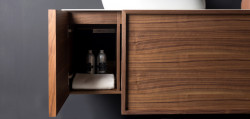 Mobilier de baie din nuc masiv, cu blat din portelan mat Tripoli, Wellis - Img 2