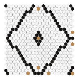 Mozaic Mini Hexagon Rombdance Black matt, 50,2x52,3, DUNIN, 6 mm, mat - Img 1