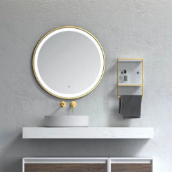 Oglinda cu iluminare led si dezaburire FluminiaGold Lady, 60 cm, rama aurie