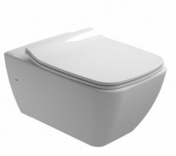 Set vas WC suspendat Emma Square 52.5 cm cu capac subtire soft close alb, Gala