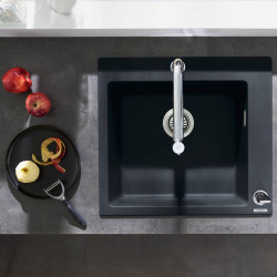 Chiuveta de bucatarie Hansgrohe, SilicaTec, 1 cuva, 56x51 cm, negru grafit - Img 5