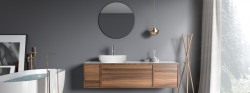 Mobilier de baie din nuc masiv, cu blat din portelan mat Tripoli, Wellis - Img 3