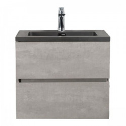 Mobilier de baie Mallorca 60, cu lavoar încastrat negru mat Quartz Sand, Wellis