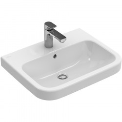 Lavoar compact cu fixare pe perete sau incastrat pe blat, Villeroy & Boch 55x47 cm, alb alpin - Img 1