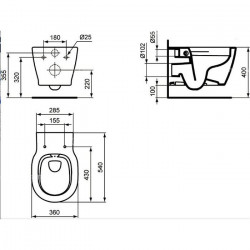 Vas WC suspendat Ideal Standard Connect 36x55 cm, fara rama, Rimless - Img 2
