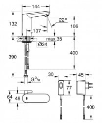 Baterie lavoar cu senzor Grohe Eurosmart Cosmopolitan Electronica - Img 4