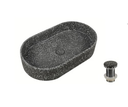 Lavoar pe blat oval Linus Volcano, Karag, 60 x 35 x12 cm