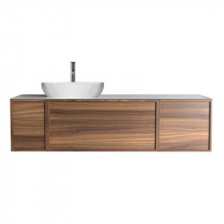 Mobilier de baie din nuc masiv, cu blat din portelan mat Tripoli, Wellis