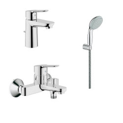 Set Grohe BauEdge baterii lavoar cada si dus cu porter