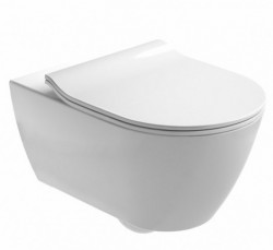 Set vas WC suspendat Emma Rounded 54x36 cm cu capac subtire soft close alb, Gala - Img 1