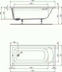 Cada baie rectangulara Ideal Standard Hotline 170x75cm, acril - Img 3