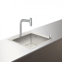 Set Hansgrohe Sink Combi, chiuveta inox 550mm + baterie din doua elemente cu dus extractibil, crom