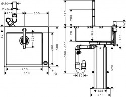 Set Hansgrohe Sink Combi, chiuveta inox 550mm + baterie din doua elemente cu dus extractibil, crom - Img 2