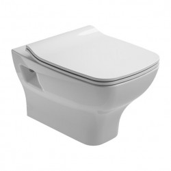 Set vas WC suspendat Rimless Street Square 53x35 cm cu capac subtire soft close alb, Gala