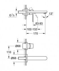 Baterie lavoar Grohe Eurosmart Cosmopolitan montaj incastrat - Img 2