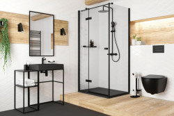 Coloana de dus neagra cu baterie termostata, Jasmin Nero, Deante - Img 2
