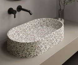 Lavoar pe blat oval Linus Stracciatella, Karag, 60 x 35 x12 cm - Img 2