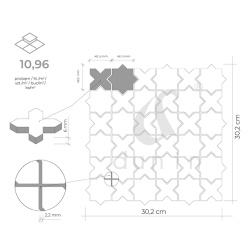 Mozaic Star&Cross Ash Mix matt, 30,2x30,2 cm, DUNIN, 6 mm, mat - Img 4