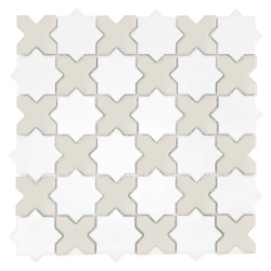 Mozaic Star&Cross White Mix matt, 30,2x30,2 cm, DUNIN, 6 mm, mat