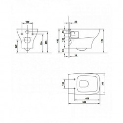 Set vas WC suspendat Rimless Street Square 53x35 cm cu capac subtire soft close alb, Gala - Img 2