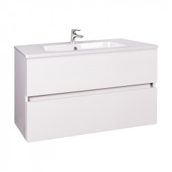 Mobilier de baie suspendat Elois White 80, cu lavoar încastrat, Wellis