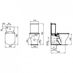 Rezervor pentru vas WC Ideal Standard Tesi, alimentare inferioara 3/6l - Img 3