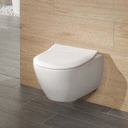 Set vas suspendat WC Villeroy & Boch, Subway 2.0, direct flush, cu capac slim, soft close, alb - Img 6