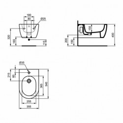 Bideu suspendat Blend Curve,Blend Curve alb lucios, Ideal Standard, 54x35,5 - Img 3