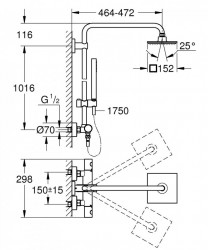 Coloana de dus cu termostat Grohe Euphoria Cube 150 - Img 2