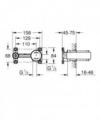 Corp incastrat universal Grohe pentru baterie pe perete - Img 2