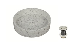 Lavoar pe blat rotund Ira Stracciatella, Karag, Ø42,5x10 cm - Img 1