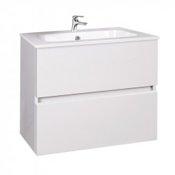 Mobilier de baie suspendat Elois White 60, cu lavoar încastrat, Wellis