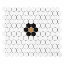 Mozaic Mini Hexagon Daisy Black matt, 26x30 cm, DUNIN, 6 mm, mat