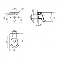 Set vas WC suspendat Ideal Standard Blend Curve, Aquablade, alb si capac subtire softclose - Img 2