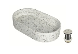 Lavoar pe blat oval Linus Stracciatella, Karag, 60 x 35 x12 cm