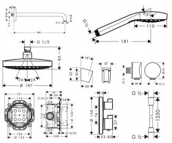 Sistem de dus cu termostat Hansgrohe Design Croma Select S Ecostat S incastrat - Img 2