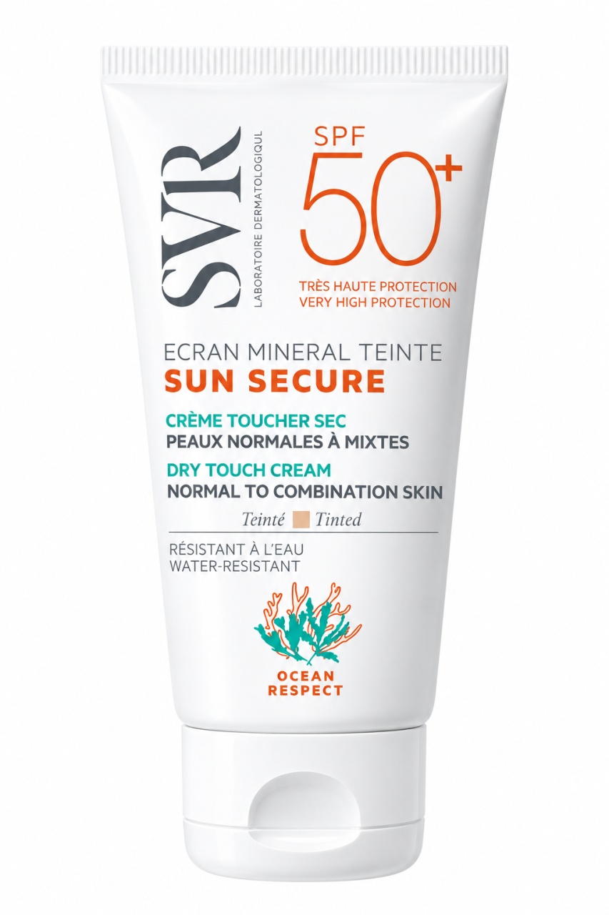 Crema colorata pentru protectie solara ecran mineral Sun Secure SPF50+, ten normal-mixt, 50 ml, SVR