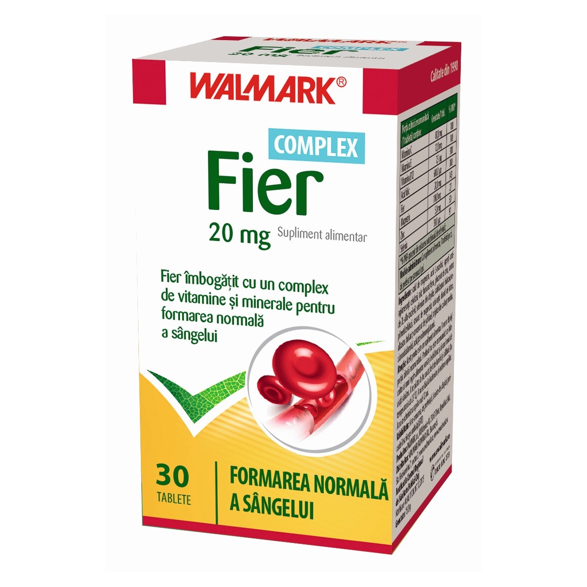 Verifica Fier Complex 20mg, 30 tablete, Walmark - Clasic Vitamine si suplimente remediumfarm.ro