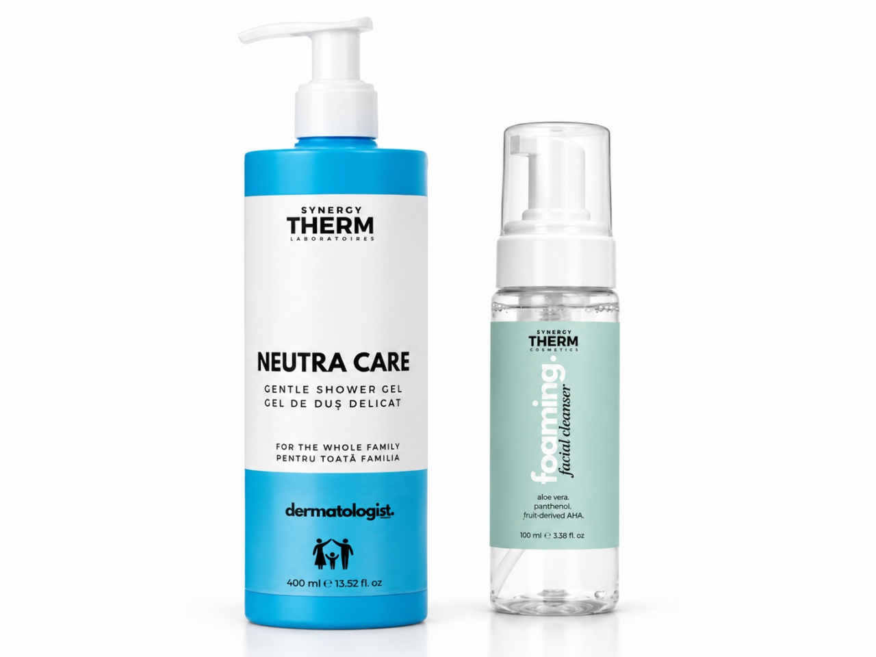 Exclusiv Neutra Care Gel de Duș Delicat, 400 ml + Spumă de Curățare pentru Față Mini, 100 ml, Synergy Therm - Pret Redus Produse de îngrijire personală remediumfarm.ro