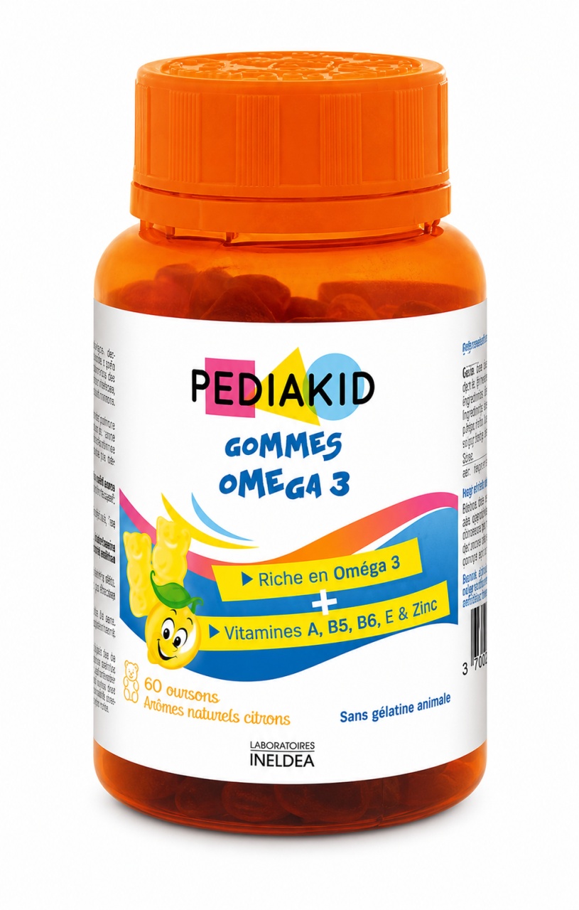Omega 3 Jeleuri cu Aromă de Lămâie, 60 Bucăți, Pediakid