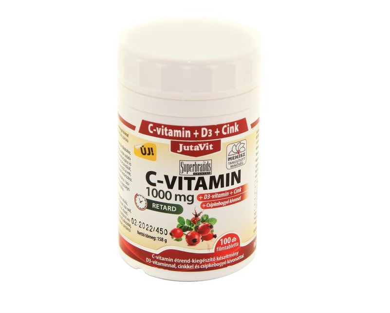 Vitamina C Retard 1000 mg + D3 + Zinc, 100 comprimate, JutaVit